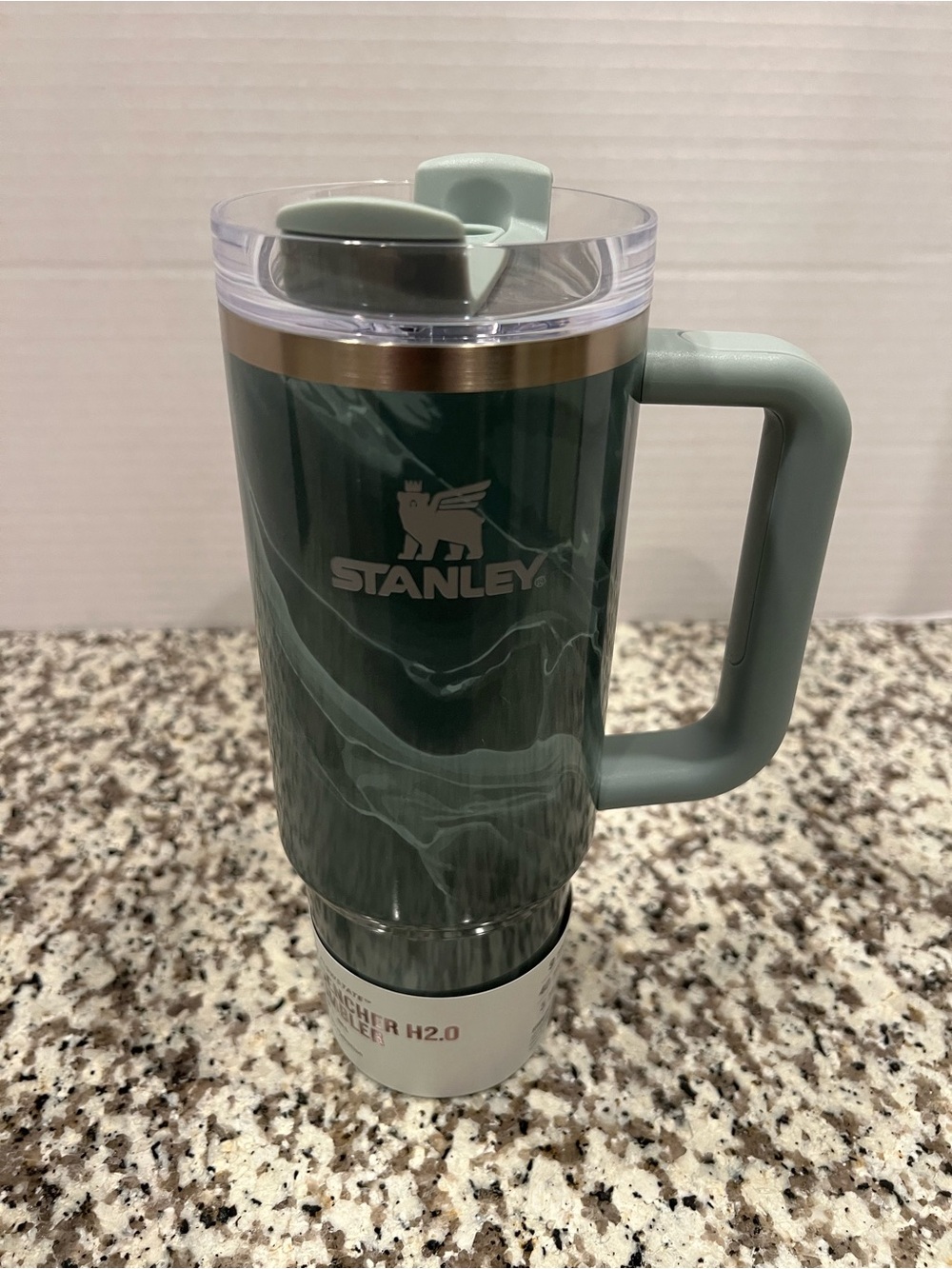 Stanley Green Swirl Stainless Travel Mug with Handle New 30 Oz